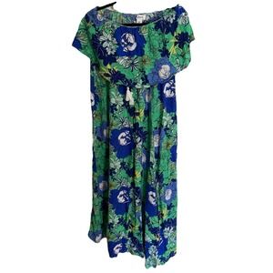 Jopra 100% Rayon Sleeveless Floral Maxi Dress Womens Medium Green Blue NWT NEW